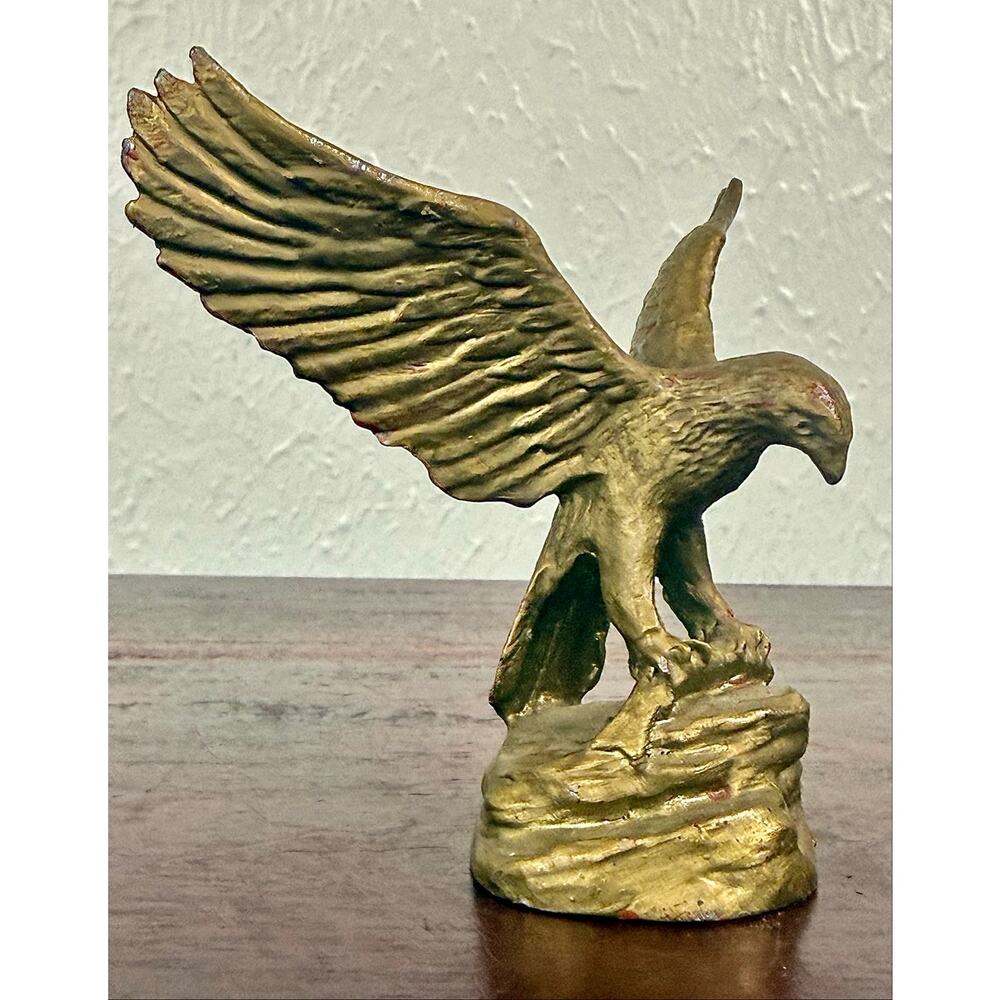 Pewter Eagle Figurine Gold Tone Michael Ricker 1980s Decor